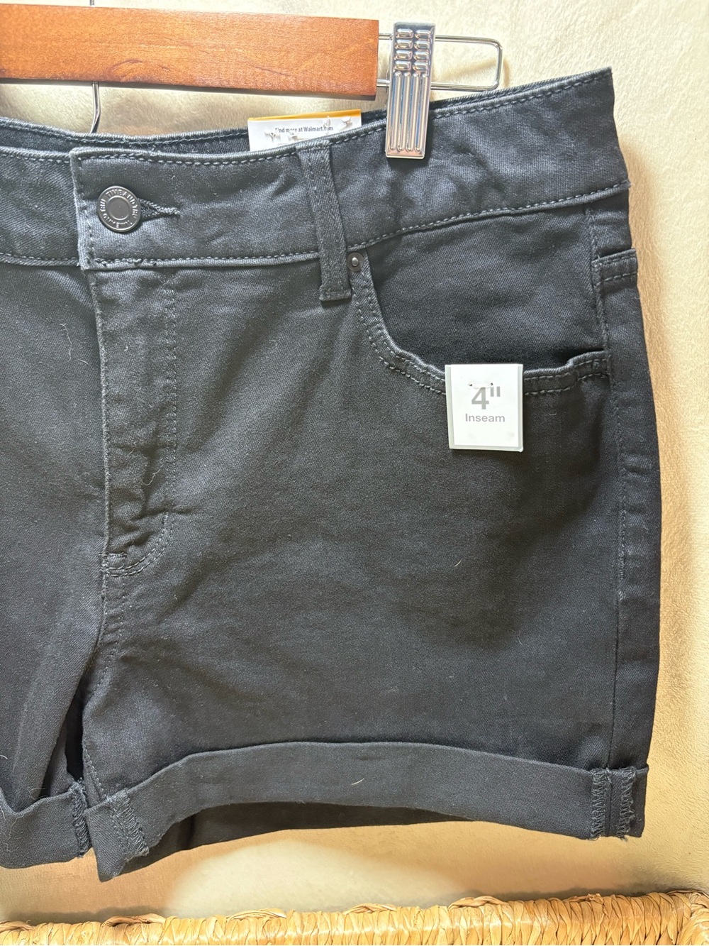 Time and Tru Size 12 Black Denim Shorts 4” Inseam Stretch NWT